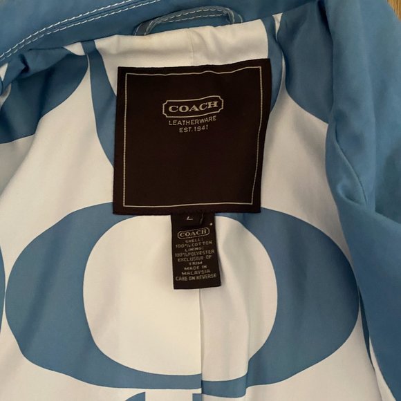 Coach Light Blue Raincoat Trench Coat Sz L - Picture 5 of 7